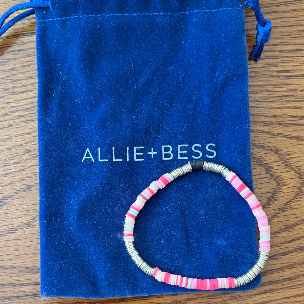 Allie + Bess Pink And Gold Vinyl Beaded Bracelet